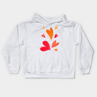 Fun Heart Pattern Pink and Orange Kids Hoodie